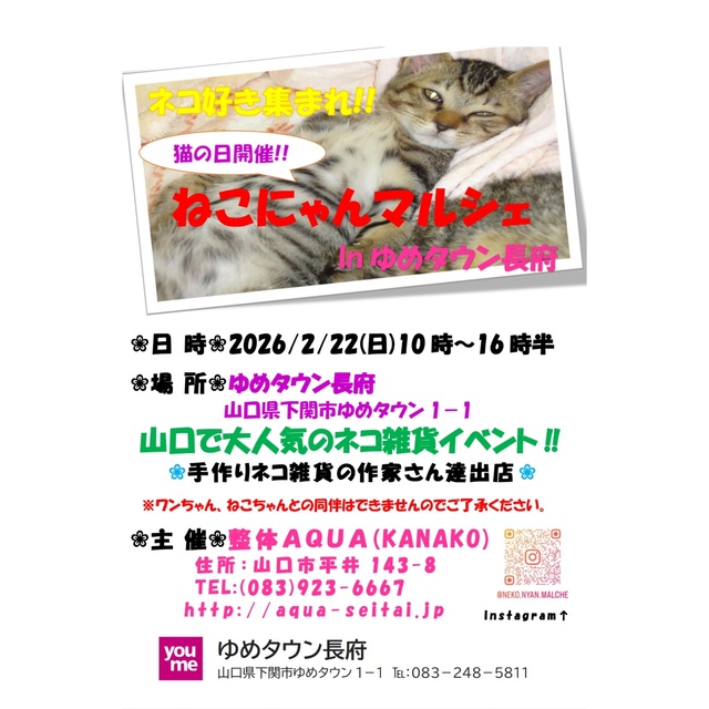 ☆ねこにゃんマルシェ☆inゆめタウン長府